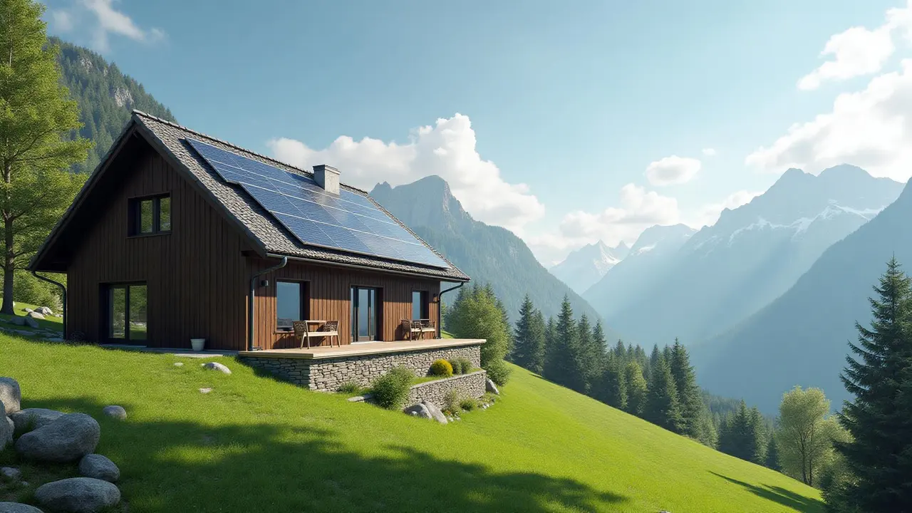 Maison en Suisse romande avec panneaux solaires